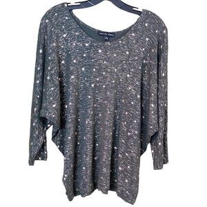 Kim & Cami Gold Star Raglan Sleeve Top Size Large